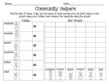 community helpers roll tally graph math activity set by