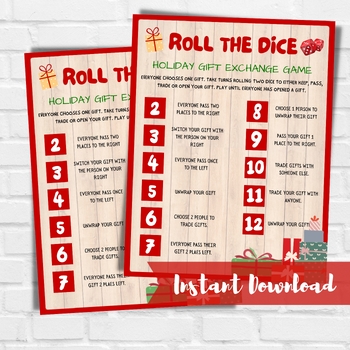 Christmas Dice Game Gift Exchange Rules Printable — TidyLady Printables