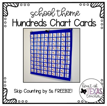 Preview of SAMPLE - Hundreds Chart Cards {School Theme} Skip Count by 5s