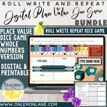 Preview of Roll Write Repeat {Digital & Printable Place Value Game} Expanded Form BUNDLE