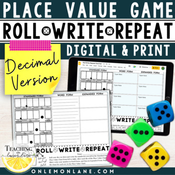 Preview of 4th 5th Grade Place Value Dice Game- Expanded Form, Word Form, Writing Decimals