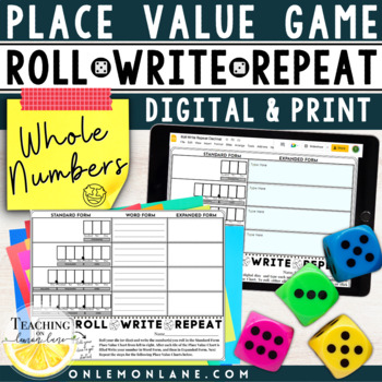 Preview of 3rd 4th Grade Fun Place Value Dice Game Writing Decimals Millions Expanded Form