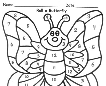 Preview of Roll a Butterfly Addition Practice to 12