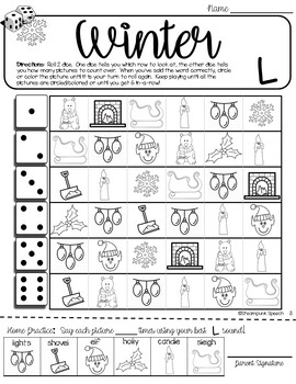 Roll-a-Dice WINTER Articulation: NO PREP Worksheets with Detachable ...