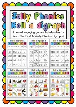 roll a digraph based on the 17 jolly phonics digraphs tpt