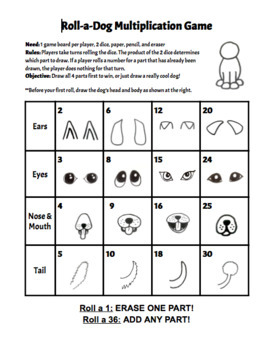 Preview of Roll-a-Dog Multiplication Game