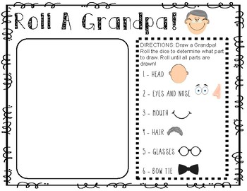 Preview of Roll a Grandparent Game! - Grandparents' Day Activity