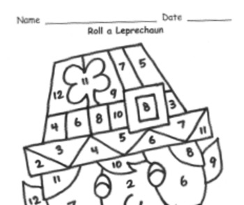 Preview of Roll a Leprechaun Addition Practice to 12