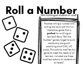 Preview of Roll a Number - Modified for ESL/EL/ELD/MLL