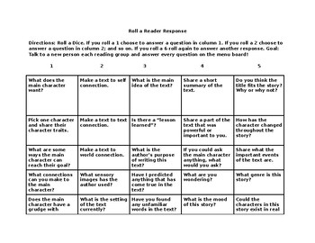 Preview of Roll a Response Comprehension Questions