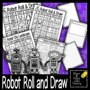 Preview of Roll a Robot Themed Robot Futuristic City Roll and Draw Printable Art Sub Game