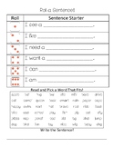 Roll a Sentence Dice Game/Worksheet (Simple Sentence Practice)