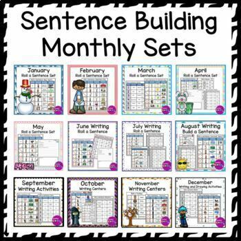 Preview of Occupational Therapy Roll a Silly Sentence or Story Writing Centers Bundle