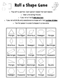 Roll a Shape Game - 2D shapes - number of sides