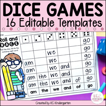 Preview of Editable Sight Word Dice Games