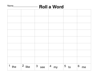 Preview of Roll a Sight Word Game Worksheets