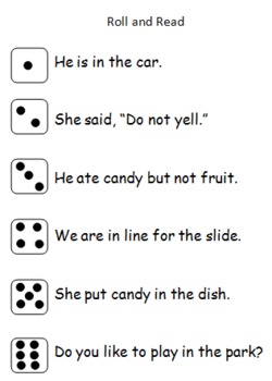 said Sight Word - Roll & Read Sentences (2 Dice Activity)