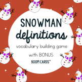 Roll a Snowman Vocabulary Matching Game and BOOM Cards for