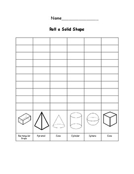 Preview of Roll a Solid Shape Recording Sheet