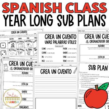 Preview of Emergency Sub Plans Spanish Roll a Story for Writing Short Stories in Spanish