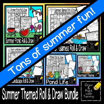 Preview of Roll a Summer Roll and Draw Summer Themed Art Game Bundle