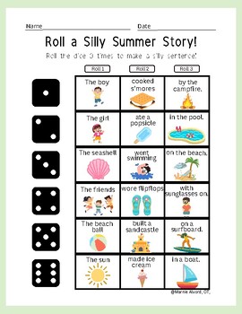 Preview of Roll a Super Silly Summer Sentence!
