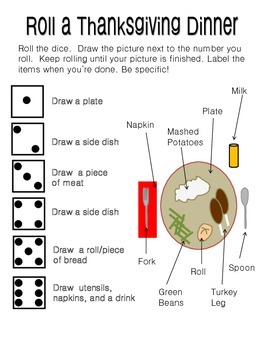 Thanksgiving Game Thanksgiving Games Dice Game Thanksgiving 