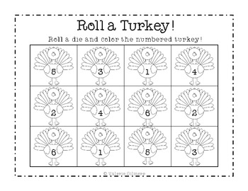 Preview of Roll a Turkey Math Game
