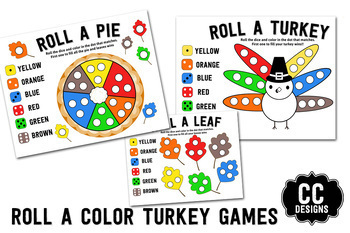 Preview of Roll a Turkey Thanksgiving Activity Game  Candy or Color Game w/ Dice Activities