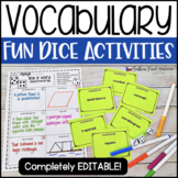 Roll a Word: Dice Vocabulary Activities for Any Words (EDITABLE)