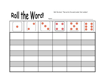 Preview of Roll a Word Editable Template--Dice Game