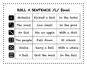 Preview of Roll a sentence /L/ final position- articulation