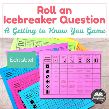 Preview of Roll an Icebreaker Question - Getting to know you activity dice discussion game