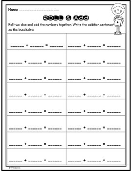 Roll and Add by Mrs Davidson's Resources | Teachers Pay Teachers