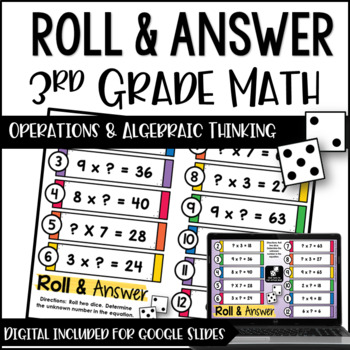 Preview of 3rd Grade Math Activities - Roll and Answer: Algebraic Thinking w/ Google Slides