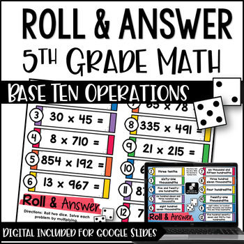 Preview of 5th Grade Math Activities - (Roll and Answer: Base Ten) Google Slides™ Math