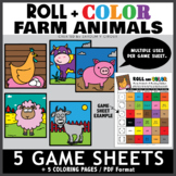 Roll and Color Bundle - Farm Animal Game and Coloring Sheets