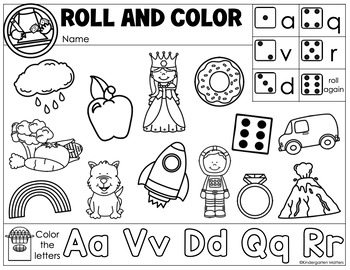 roll and color or colour introducing beginning sounds tpt