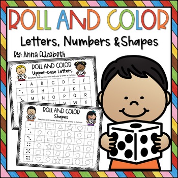 Preview of Roll and Color Letters, Numbers and Shapes