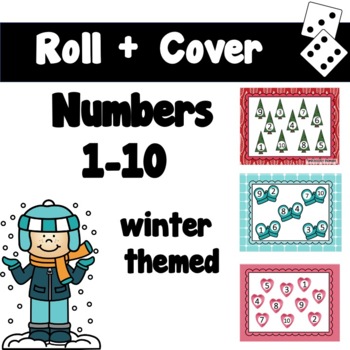 Preview of Roll and Cover 1-10 Winter Themed | NO PREP | K1 Math Game