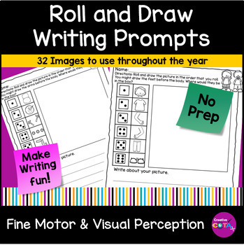 Preview of Occupational Therapy Writing Prompts with Pictures Entire Year Roll & Draw