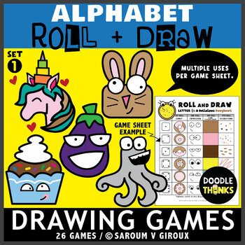Preview of Roll and Draw Alphabet Game Sheets SET 1 | Letter Recognition NO PREP Activities