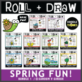 Roll and Draw Game - Spring Fun Drawing Activities Bundle 