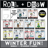 Roll and Draw Game - Winter Fun Drawing Activities Bundle 