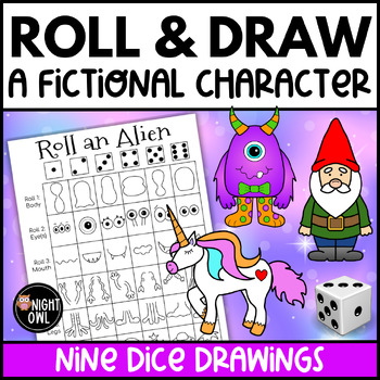 Preview of Roll and Draw a Fictional Character Bundle - 9 Character Dice Drawing Activities