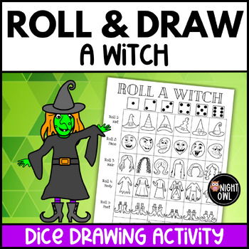 Preview of Roll and Draw a Witch - Halloween Dice Drawing Activity