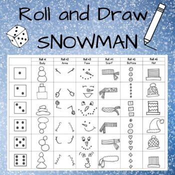 Preview of Roll and Draw a Snowman