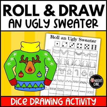 Preview of Roll and Draw an Ugly Christmas Sweater Dice Drawing Activity