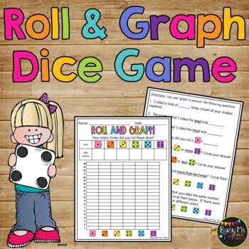 Preview of Graphing Activity Dice Game Kindergarten First Second Grade Roll and Graph