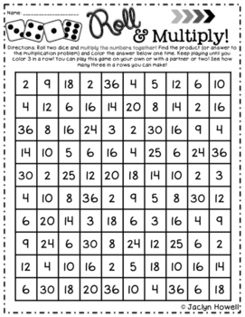 Roll and Multiply! Multiplication Printable by Jaclyn Howell | TpT